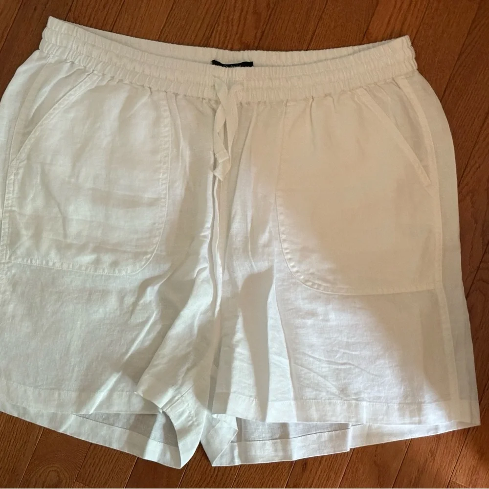 2-Piece Set White Linen Short Sleeve Shirt & Shorts - Picture 3 of 6